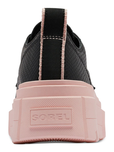 SOREL Womens Black Contrast Sole 1-1/2" Platform Padded Back Pull-Tab Removable Insole Waterproof Caribou X Round Toe Wedge Lace-Up Leather Sneakers Shoes 5