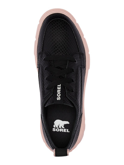 SOREL Womens Black Contrast Sole 1-1/2" Platform Padded Back Pull-Tab Removable Insole Waterproof Caribou X Round Toe Wedge Lace-Up Leather Sneakers Shoes 5