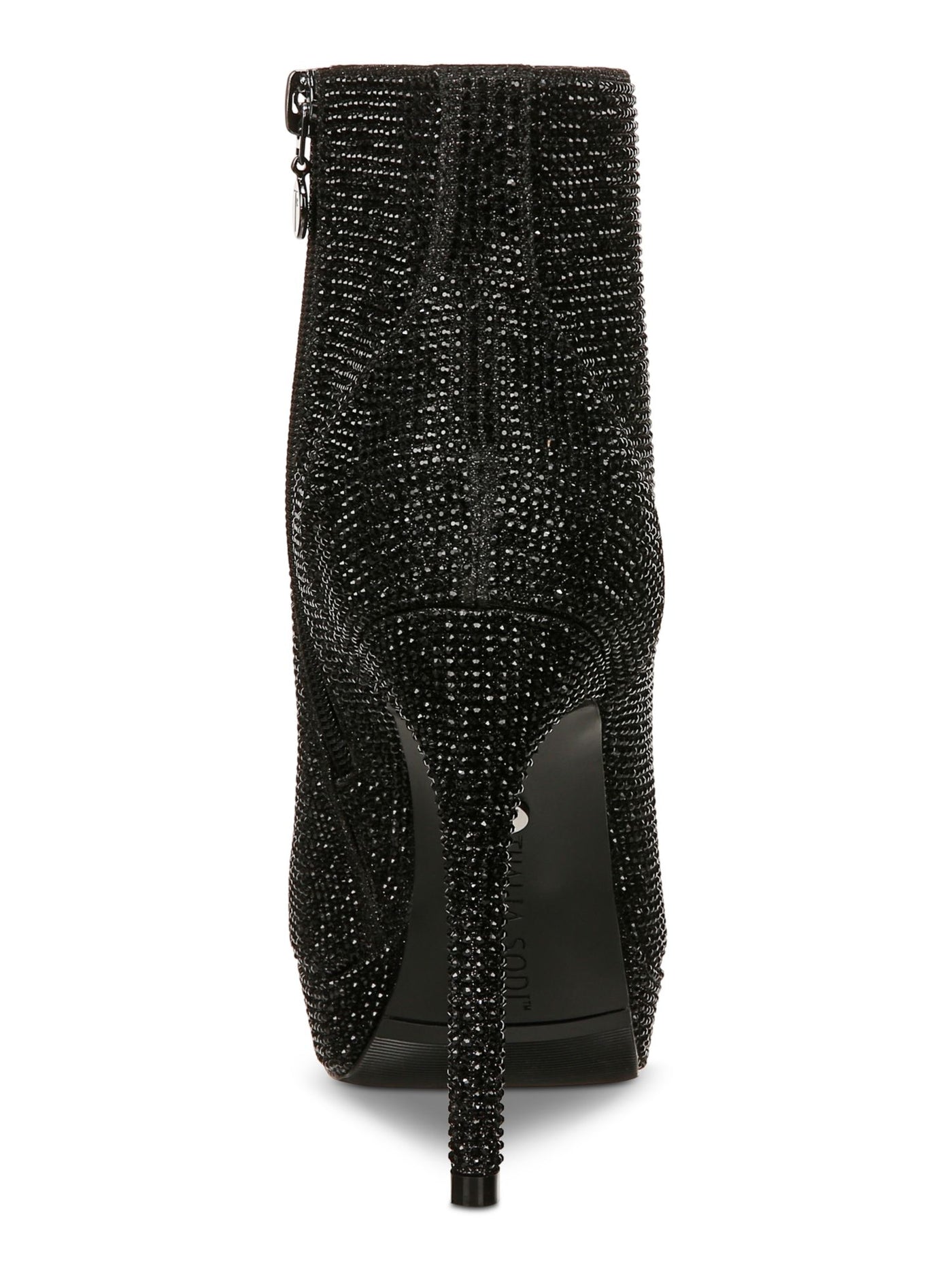 THALIA SODI Womens Black Rhinestone Padded Chiara Round Toe Stiletto Zip-Up Dress Boots 8 M