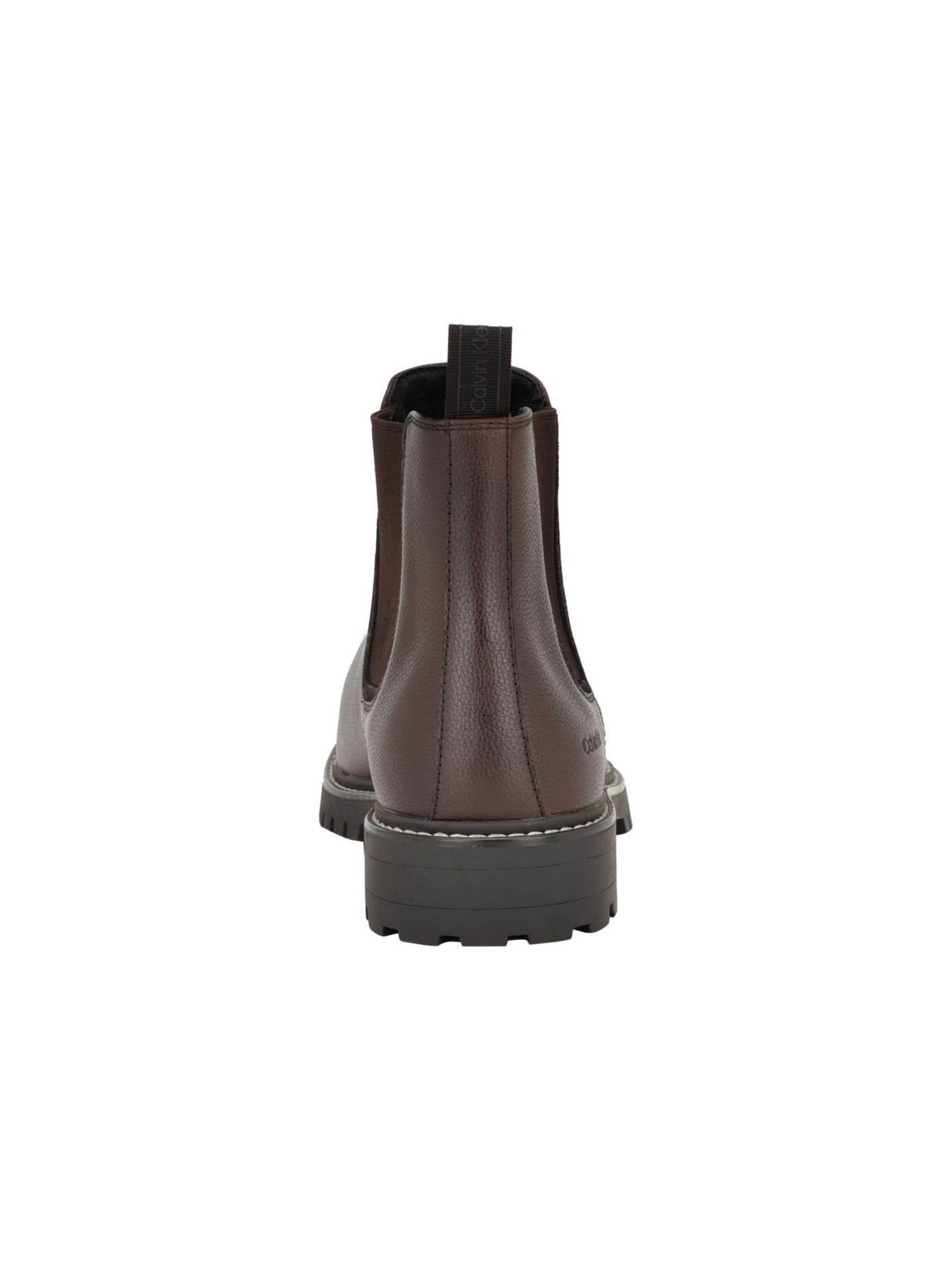 CALVIN KLEIN Mens Brown Padded Back Pull-Tab Lug Sole Goring Letrel Almond Toe Block Heel Chelsea Boot 9