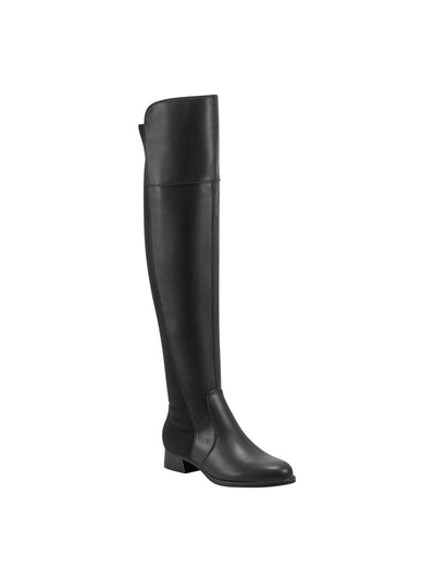 MARC FISHER Womens Black Mixed Media Ankle Zip Padded Stretch Terrea Almond Toe Dress Boots Shoes 7.5 M