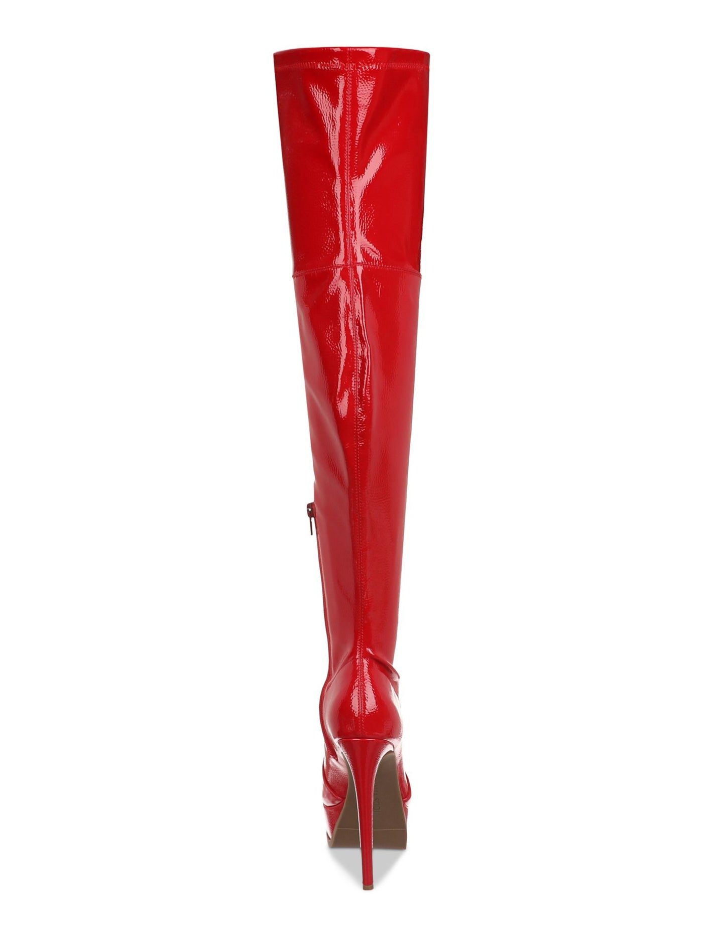 THALIA SODI Womens Red 1-1/2" Platform Padded Silena Almond Toe Stiletto Zip-Up Heeled Boots 7 M