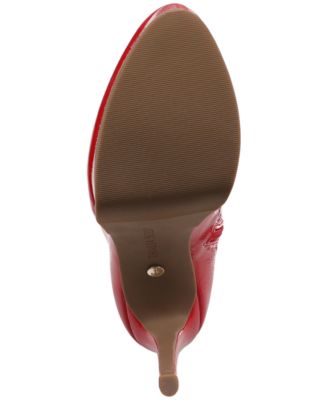 THALIA SODI Womens Red 1-1/2" Platform Padded Silena Almond Toe Stiletto Zip-Up Heeled Boots M