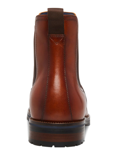 STEVE MADDEN Mens Brown Heel Pull-Tab Goring Padded Sully Round Toe Block Heel Leather Chelsea Boot 13 M