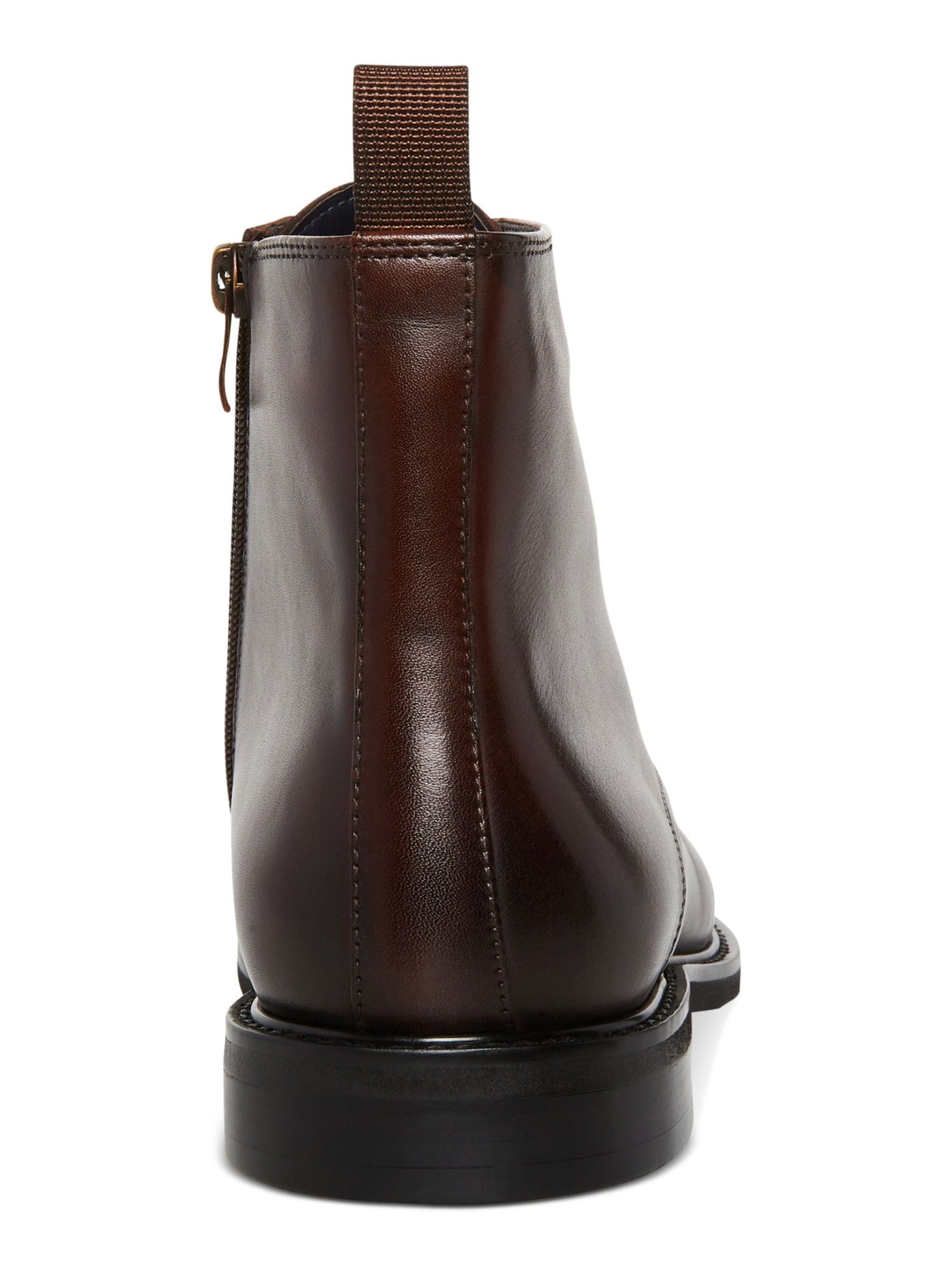 STEVE MADDEN Mens Brown Lace-Up Front Heel Pull-Tab Padded Yenith Round Toe Block Heel Zip-Up Leather Boots Shoes 11 M