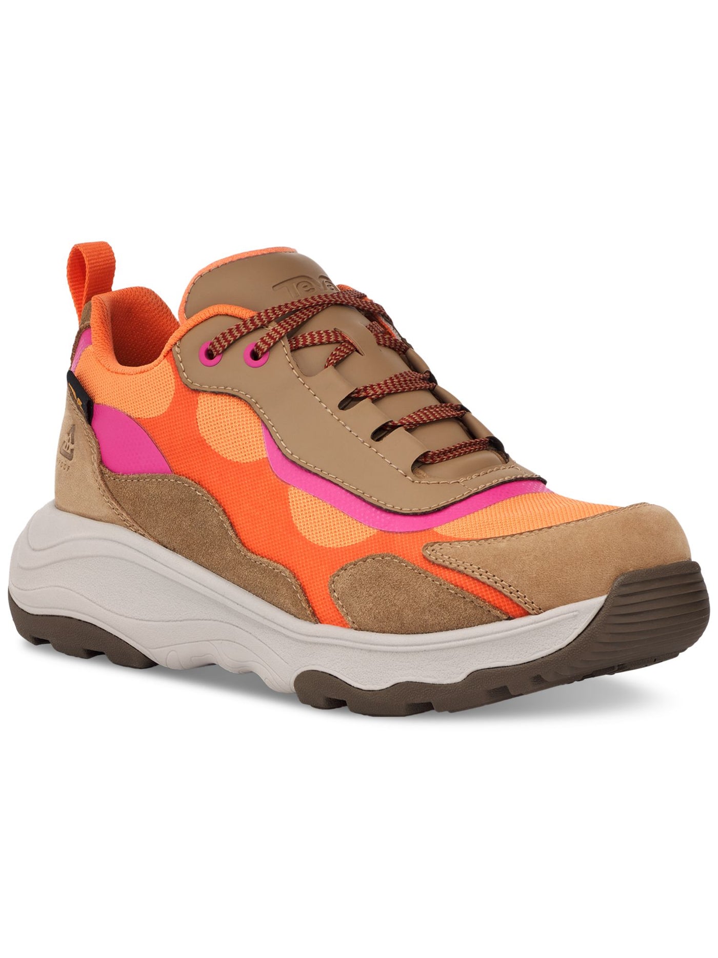 TEVA Womens Brown Mixed Media Hiking Shoe Odor Resistant Waterproof Cushioned Geotrecca Low Rp Round Toe Wedge Lace-Up Athletic Sneakers Shoes 5