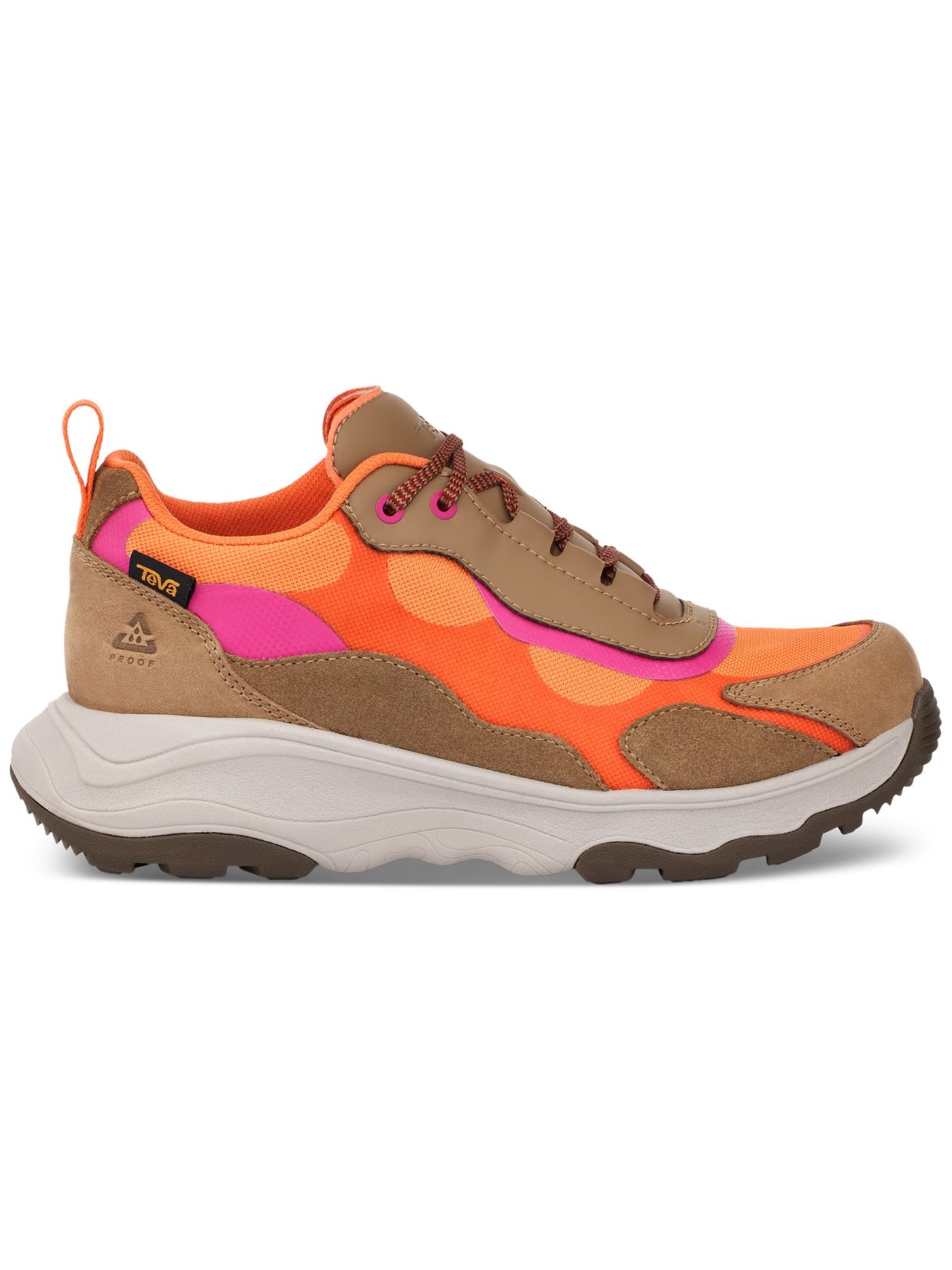TEVA Womens Brown Mixed Media Hiking Shoe Odor Resistant Waterproof Cushioned Geotrecca Low Rp Round Toe Wedge Lace-Up Athletic Sneakers Shoes 5