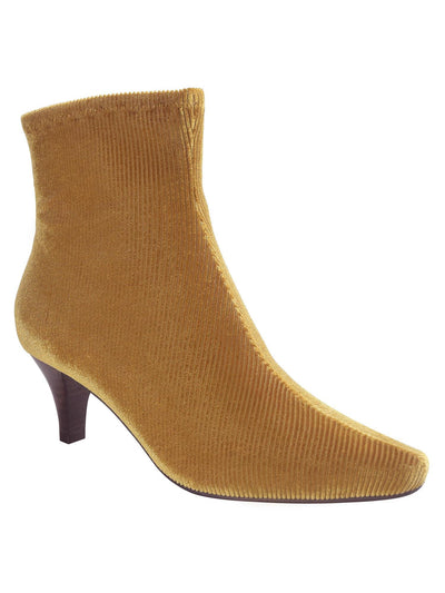 IMPO Womens Beige Corduroy Cushioned Stretch Naja Pointed Toe Kitten Heel Zip-Up Booties 10 M