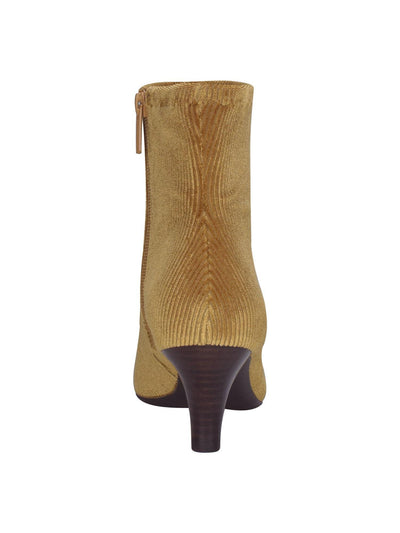 IMPO Womens Beige Corduroy Cushioned Stretch Naja Pointed Toe Kitten Heel Zip-Up Booties 10 M