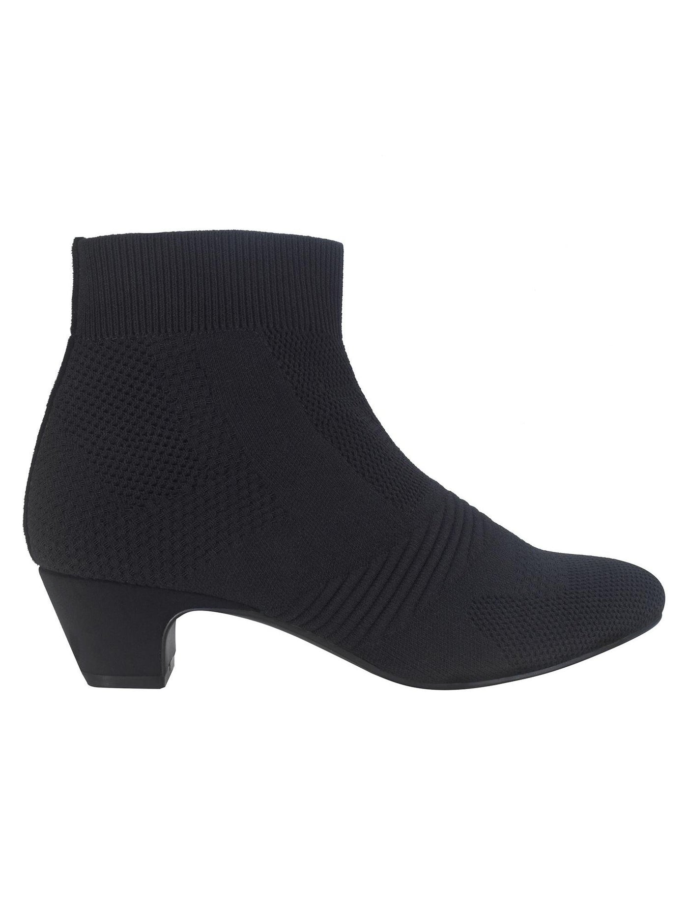 IMPO Womens Black Mixed Knit Cushioned Stretch Godina Almond Toe Kitten Heel Booties 6 M