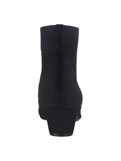 IMPO Womens Black Mixed Knit Cushioned Stretch Godina Almond Toe Kitten Heel Booties 6 M