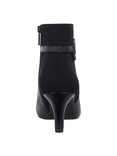 IMPO Womens Black Mixed Media Buckle Accent Cushioned Najila Almond Toe Kitten Heel Zip-Up Heeled Boots 8.5 M