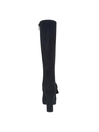 IMPO Womens Black 1" Platform Non Marking Buckle Accent Cushioned Orian Almond Toe Block Heel Zip-Up Dress Boots 10 M