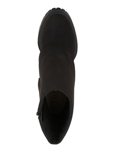 INC Womens Black 1" Platform Cuffed Overlay Lightweight Slip Resistant Treaded Cushioned Breathable Acelina Round Toe Zip-Up Heeled Boots 9.5 M