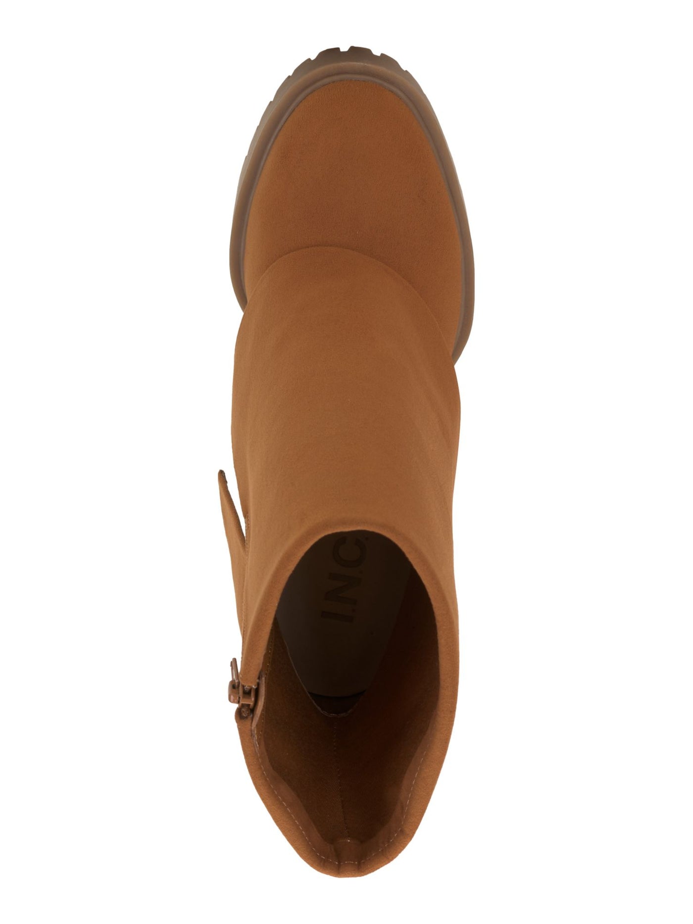 INC Womens Brown 1" Platform Cuffed Overlay Padded Acelina Round Toe Zip-Up Heeled Boots 9 M