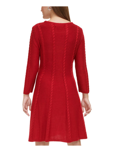 JESSICA HOWARD Womens Red Long Sleeve Round Neck Above The Knee Wear To Work Sweater Dress XL