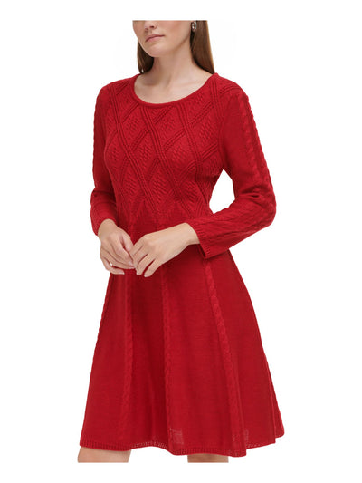 JESSICA HOWARD Womens Red Long Sleeve Round Neck Above The Knee Wear To Work Sweater Dress XL