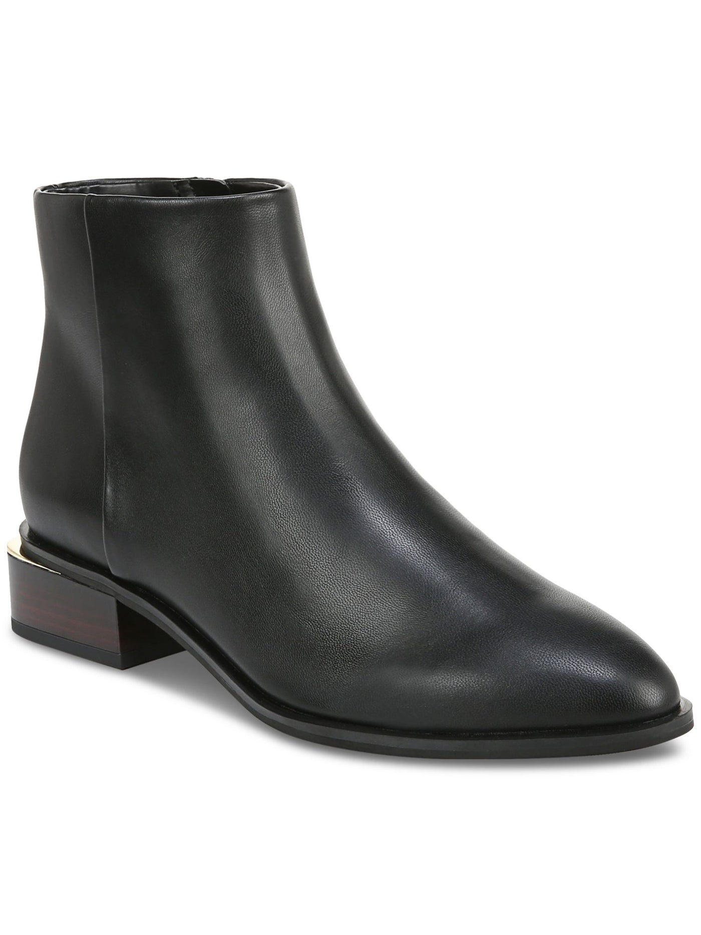 ALFANI Womens Black Metallic Heel Padded Amyy Almond Toe Block Heel Zip-Up Booties 6.5 M