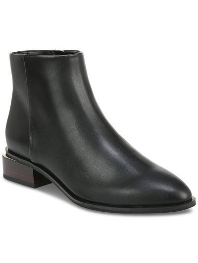 ALFANI Womens Black Metallic Heel Padded Amyy Almond Toe Block Heel Zip-Up Booties 6.5 M
