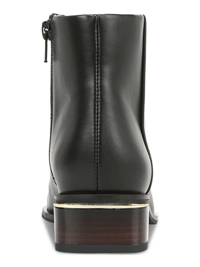 ALFANI Womens Black Metallic Heel Padded Amyy Almond Toe Block Heel Zip-Up Booties 6.5 M