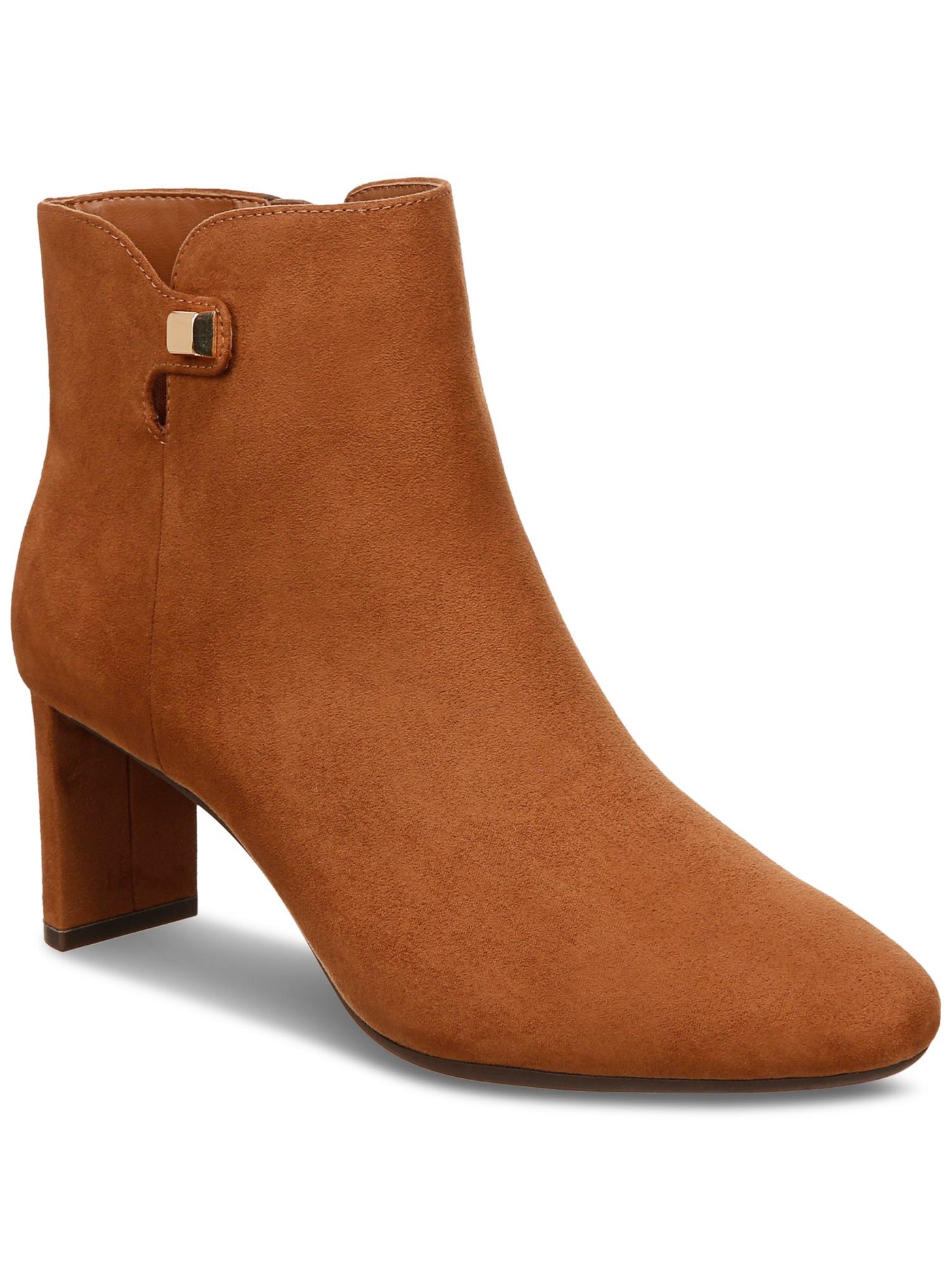 ALFANI Womens Brown Hardware Accent Padded Paam Almond Toe Block Heel Zip-Up Dress Booties 7.5 M