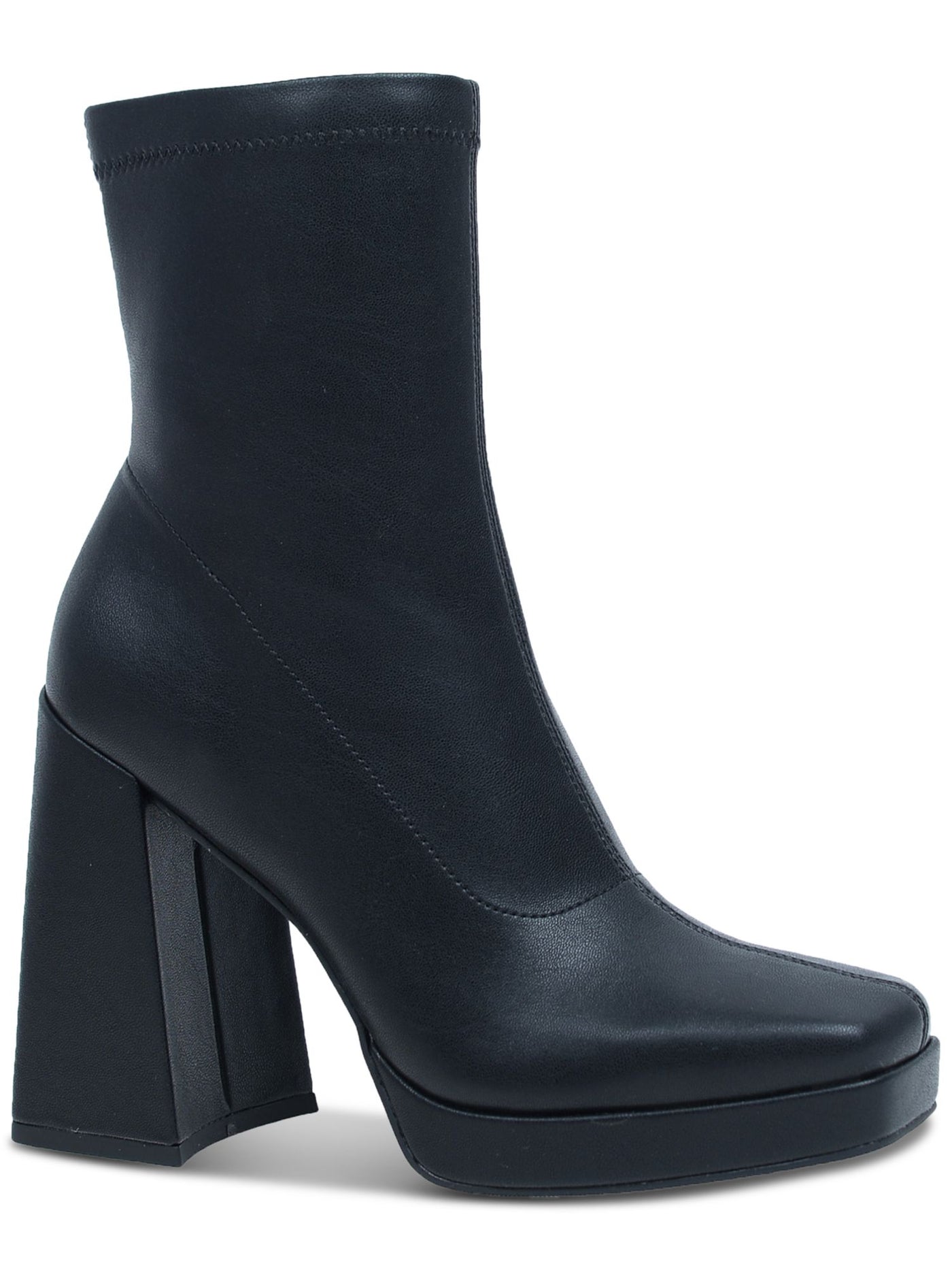 WILD PAIR Womens Black Padded Beautee Square Toe Flare Zip-Up Heeled Boots 8.5 M