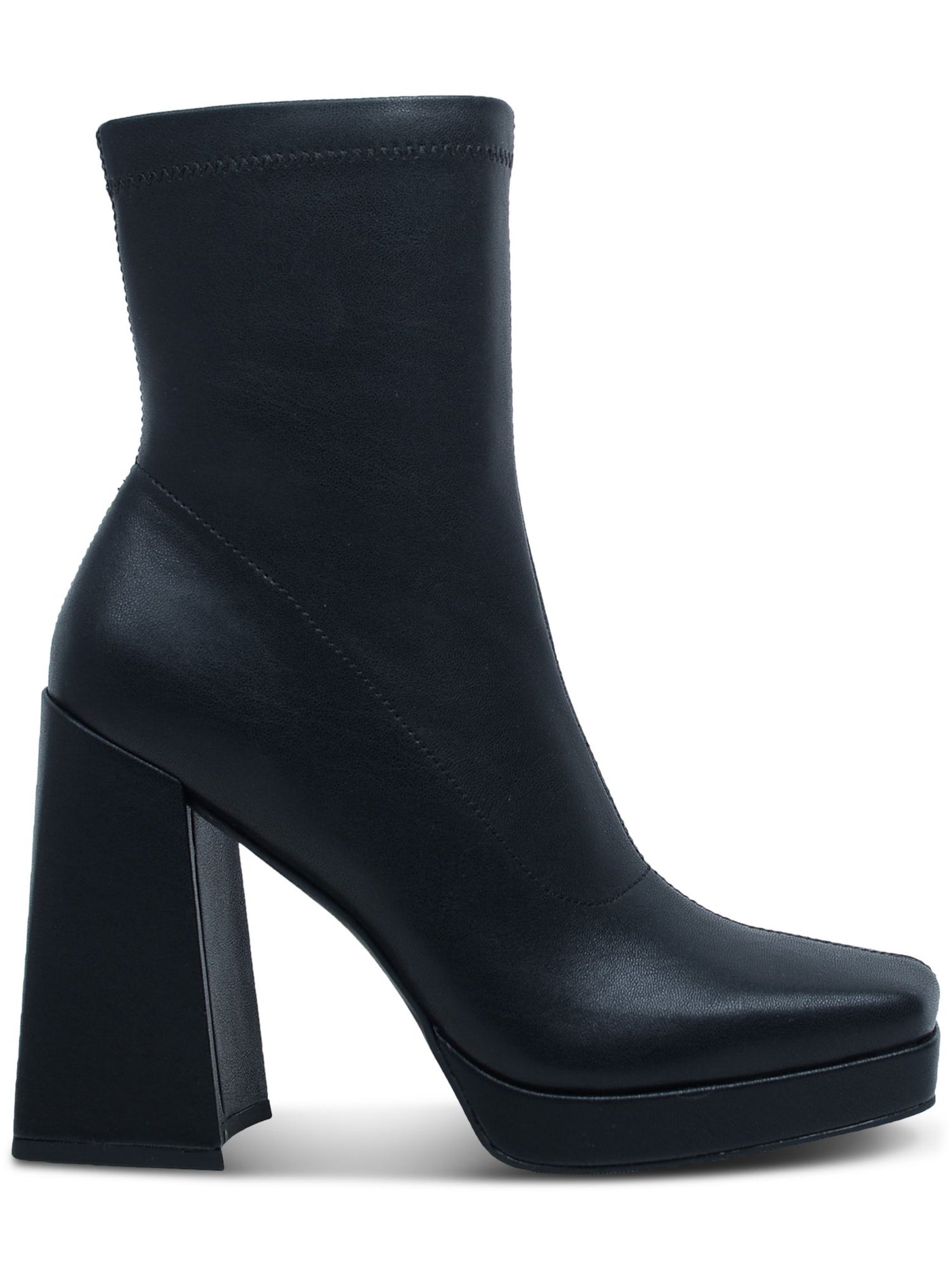 WILD PAIR Womens Black Padded Beautee Square Toe Flare Zip-Up Heeled Boots 8.5 M