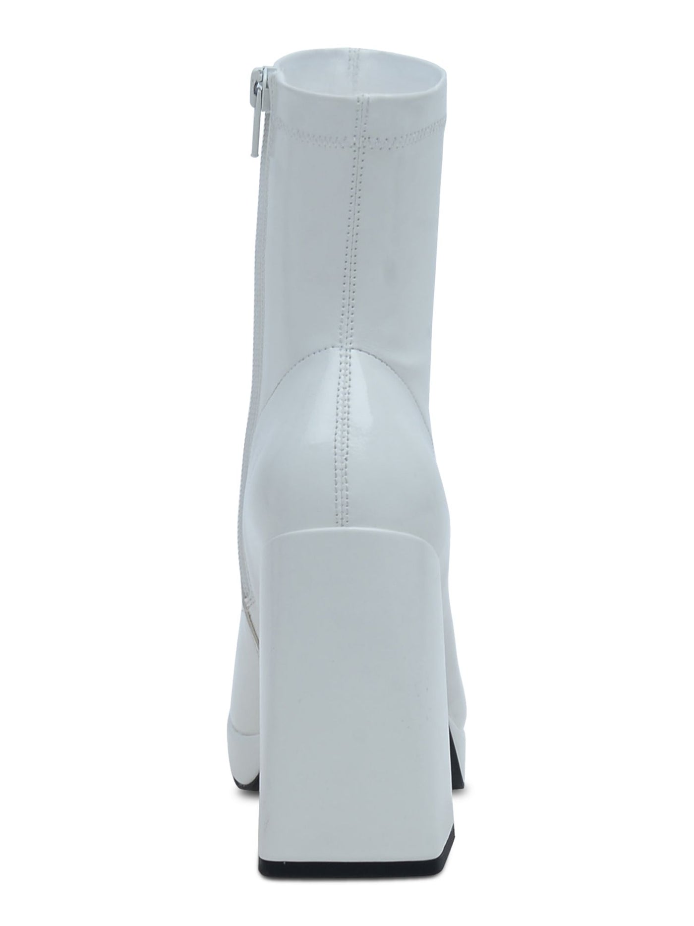 WILD PAIR Womens White Padded Stretch Beautee Square Toe Flare Zip-Up Dress Boots 8 M
