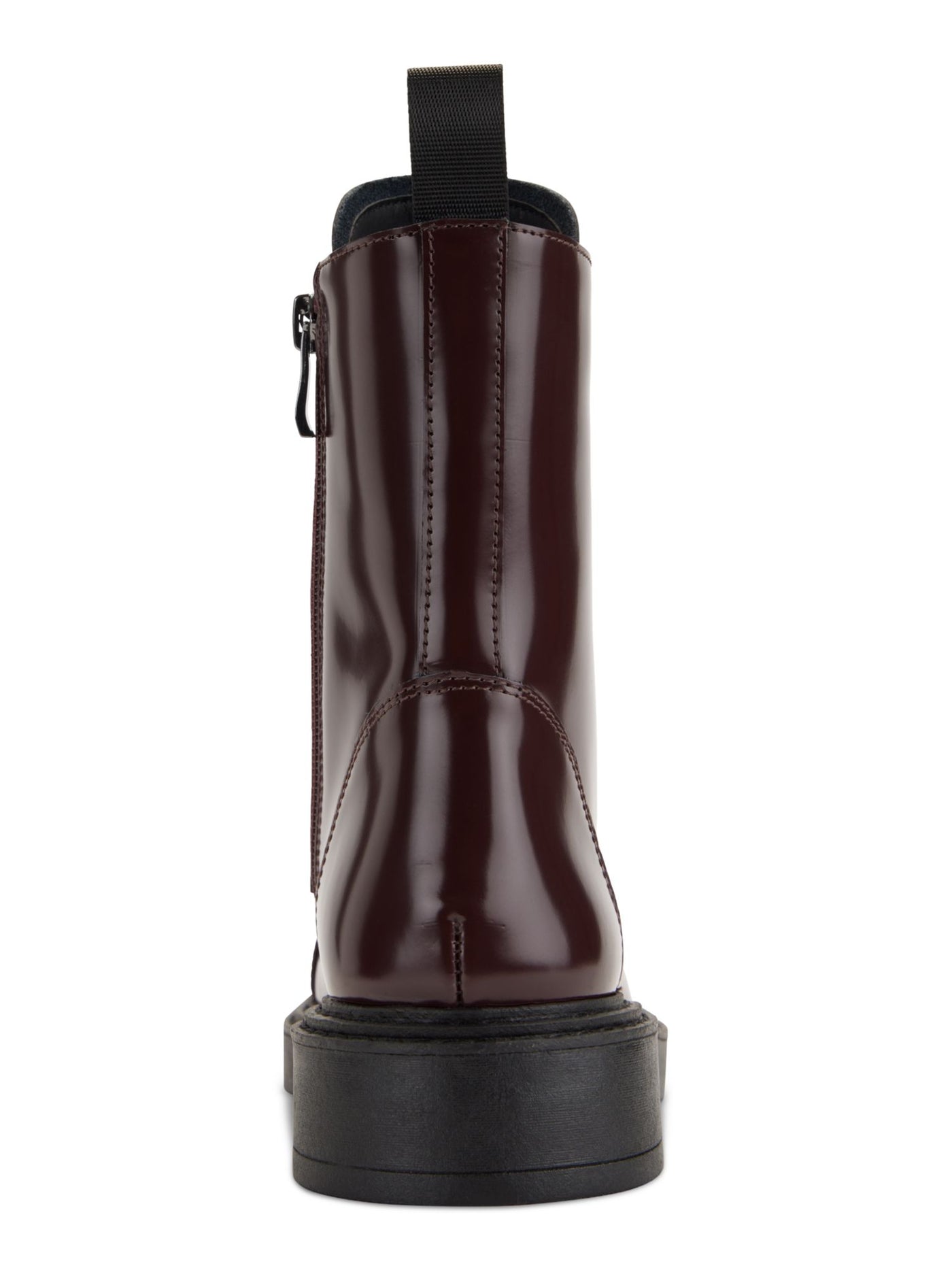 DKNY Womens Burgundy Lace Up Hardware Accents Padded Malaya Cap Toe Block Heel Zip-Up Leather Combat Boots 6