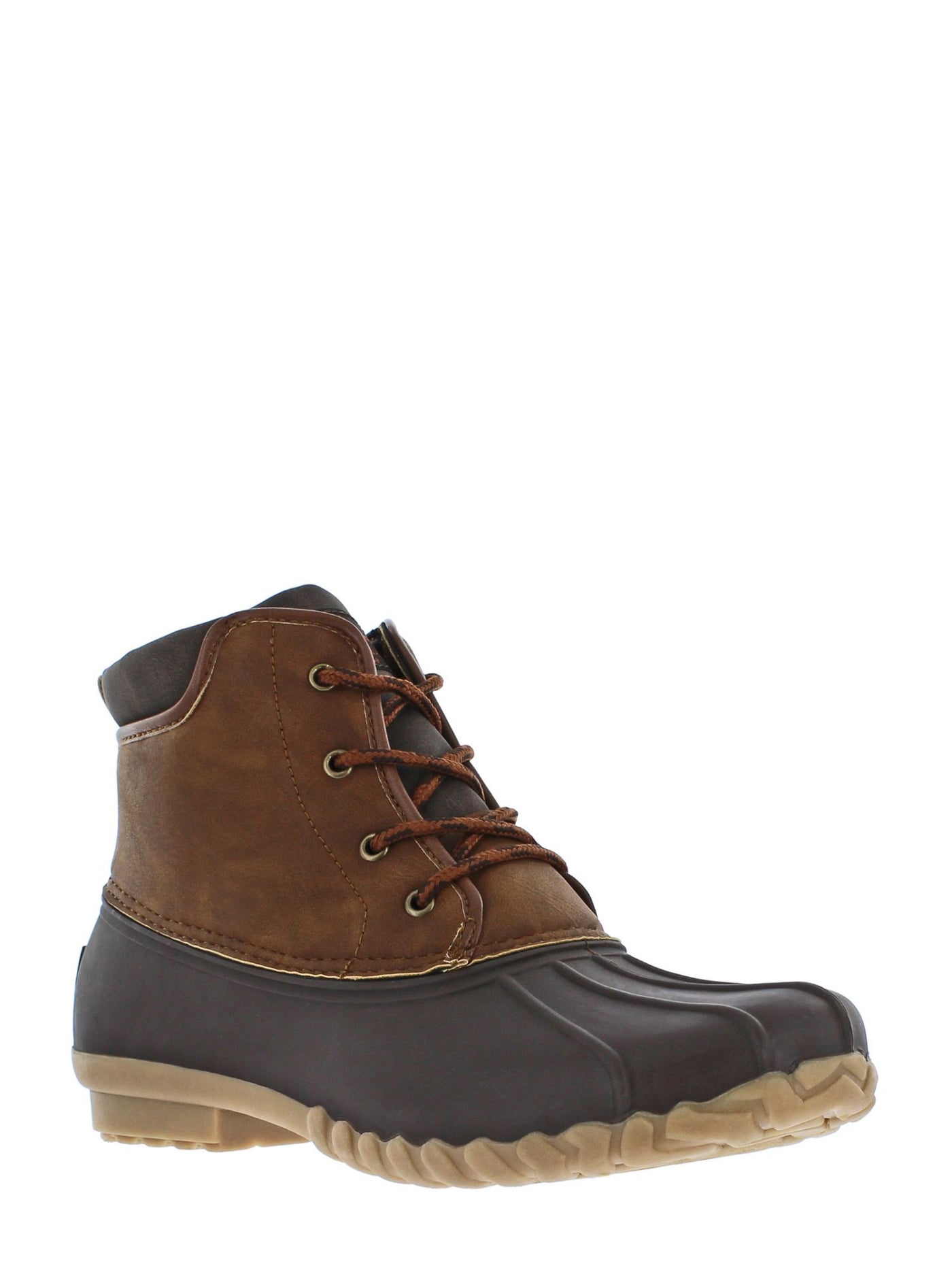 WEATHERPROOF VINTAGE Womens Brown Mixed Media Padded Water Resistant Aidan Round Toe Block Heel Lace-Up Duck Boots 10 M