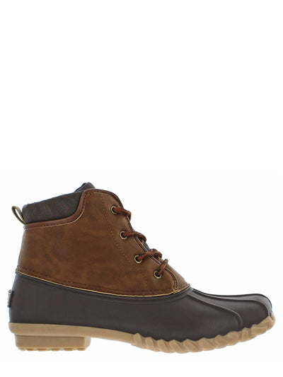 WEATHERPROOF VINTAGE Womens Brown Mixed Media Padded Water Resistant Aidan Round Toe Block Heel Lace-Up Duck Boots 10 M