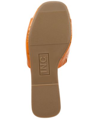 INC Womens Orange 1-1/2" Platform Cork Heel Goring Padded Melinaa Square Toe Wedge Slip On Dress Heeled M
