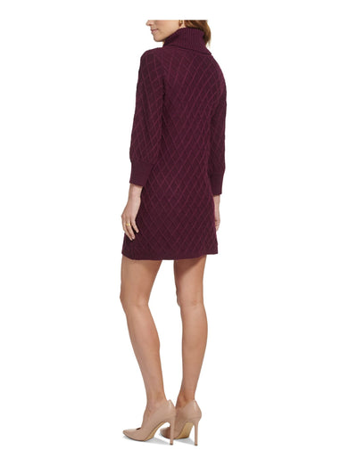 JESSICA HOWARD Womens Burgundy Pocketed Pull Over Long Sleeve Cowl Neck Short Shift Dress Petites PM