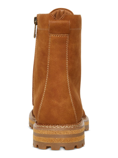 MADDEN Mens Brown Lace-Up Front Heel Pull-Tab Padded M-eminor Round Toe Block Heel Zip-Up Boots Shoes 8 M