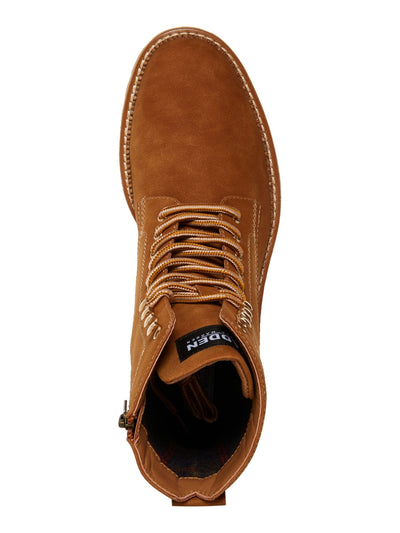MADDEN Mens Brown Lace-Up Front Heel Pull-Tab Padded M-eminor Round Toe Block Heel Zip-Up Boots Shoes 8 M