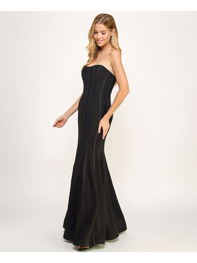 SPEECHLESS Womens Black Zippered Lined Corset-inspired Design Sleeveless Strapless Full-Length Prom Gown Dress Juniors 9