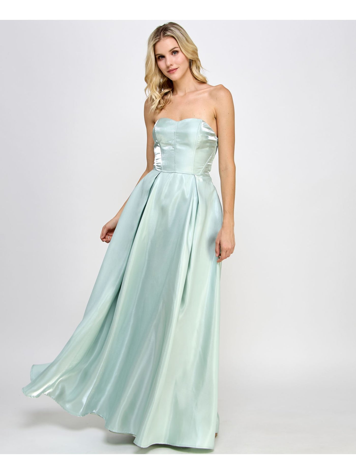 SPEECHLESS Womens Green Zippered Lined Iridescent Boning Bodice Cut Out Sleeveless Sweetheart Neckline Full-Length Formal Gown Dress Juniors 7