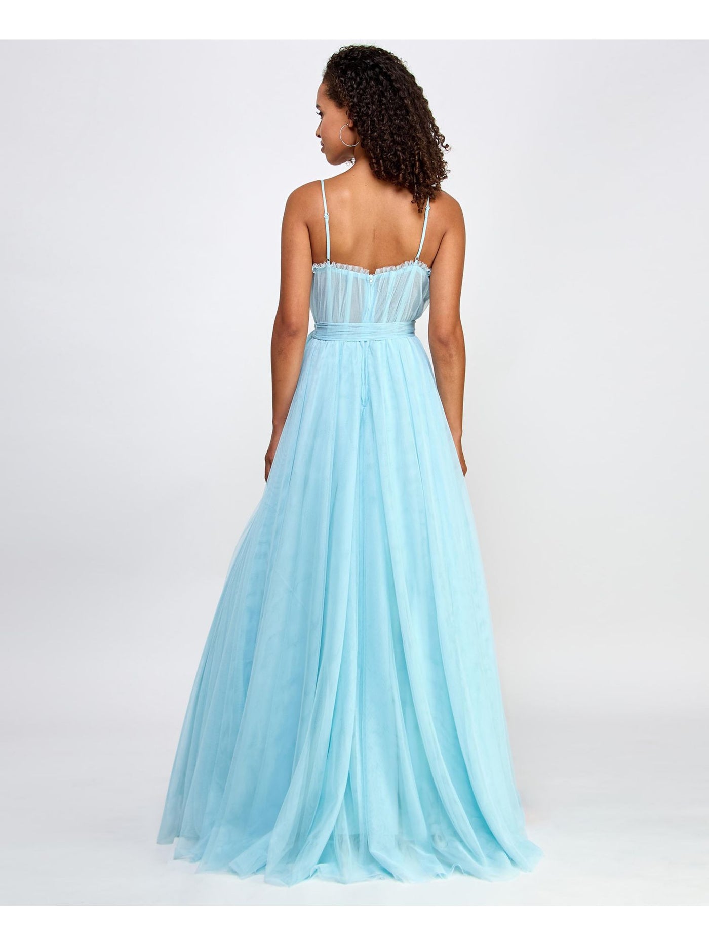 CITY STUDIO Womens Ruffled Spaghetti Strap Sweetheart Neckline Full-Length Formal Fit + Flare Dress