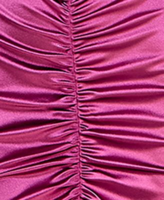 BCX DRESS Womens Pink Slitted Ruched Zippered Spaghetti Strap V Neck Full-Length Formal Mermaid Dress