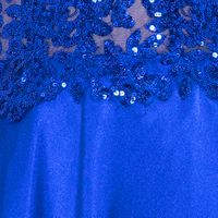 BLONDIE NITES Womens Blue Zippered Pocketed Lace-up Back Faux-wrap Skirt Spaghetti Strap V Neck Full-Length Prom Gown Dress
