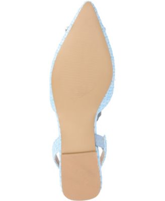 JOURNEE COLLECTION Womens Light Blue Raffia Goring Padded Embellished Buckle Accent Hannae Pointed Toe Slip On Slingback