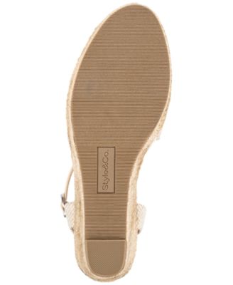 STYLE & COMPANY Womens Beige Cushioned Ankle Strap Mailena Round Toe Wedge Buckle Espadrille Shoes M