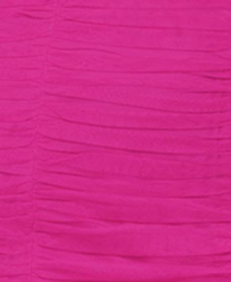 BLONDIE NITES Womens Pink Mesh Ruched Zippered Ruffled High-slit Lined Sleeveless Strapless Full-Length Prom Mermaid Dress
