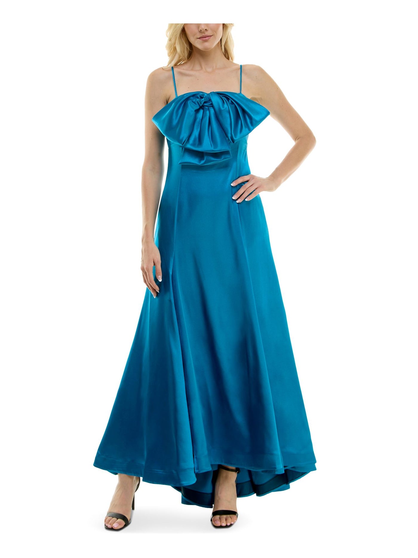 TAYLOR Womens Zippered Spaghetti Strap Square Neck Full-Length Formal Gown Dress