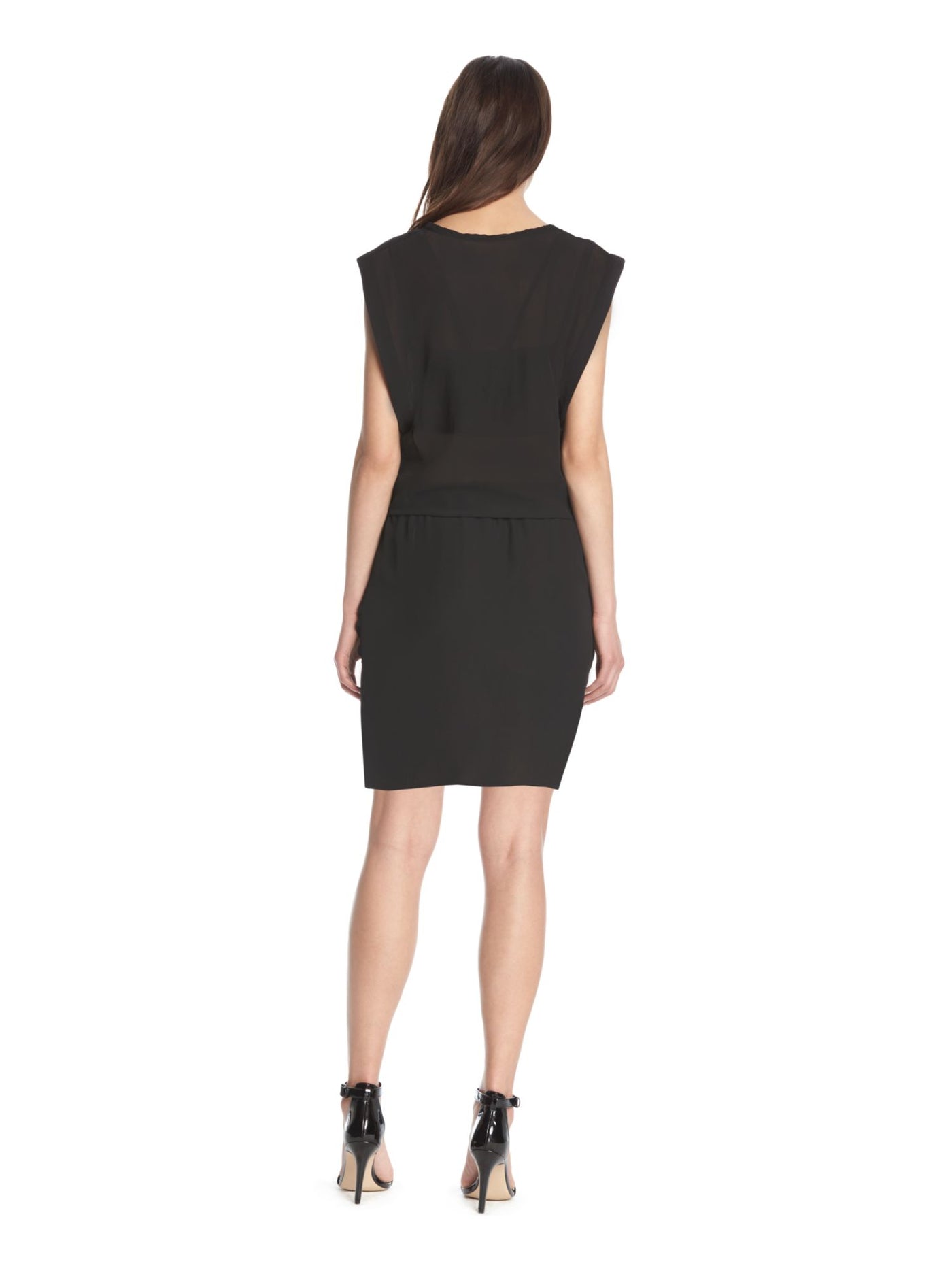 KIIND OF Womens Black Sleeveless V Neck Above The Knee Blouson Dress Size: S