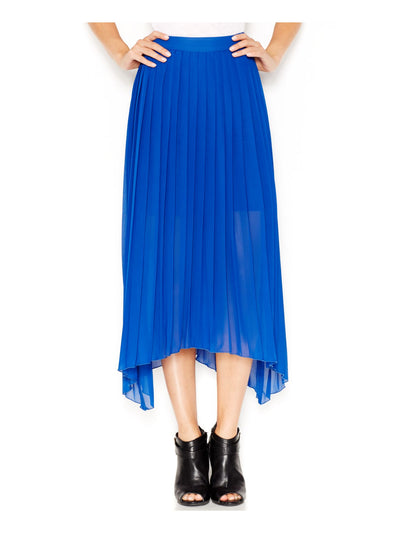 KENSIE Womens Blue Pleated Maxi Hi-Lo Skirt M