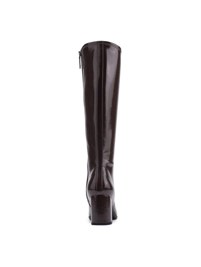 AEROSOLES Womens Brown Stretch Padded Micah Square Toe Block Heel Zip-Up Heeled Boots 9 M