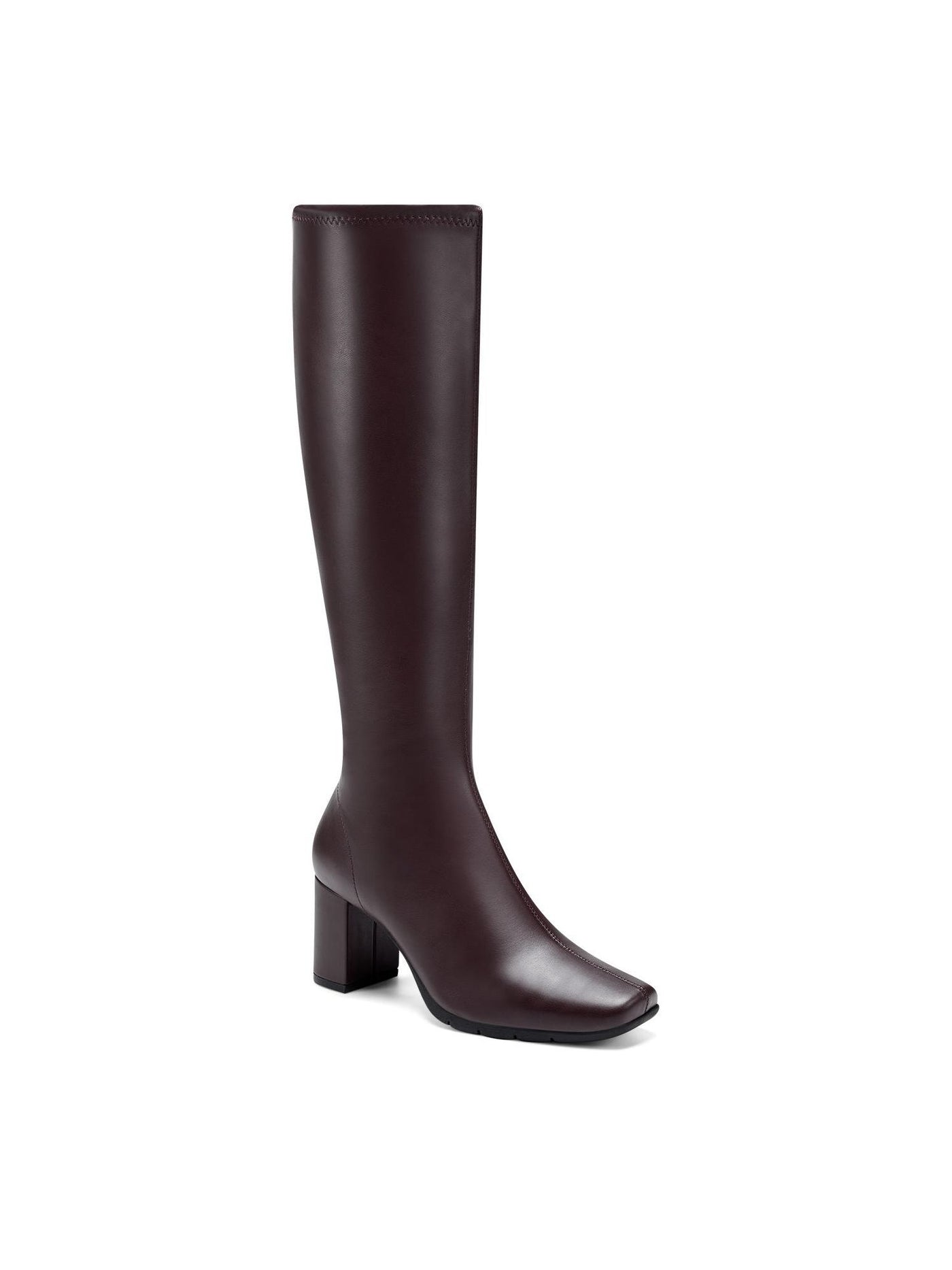 AEROSOLES Womens Brown Stretch Padded Micah Square Toe Block Heel Zip-Up Heeled Boots 9 M