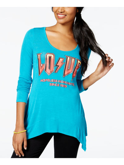 BELLE DU JOUR Womens Blue Long Sleeve Scoop Neck Top L