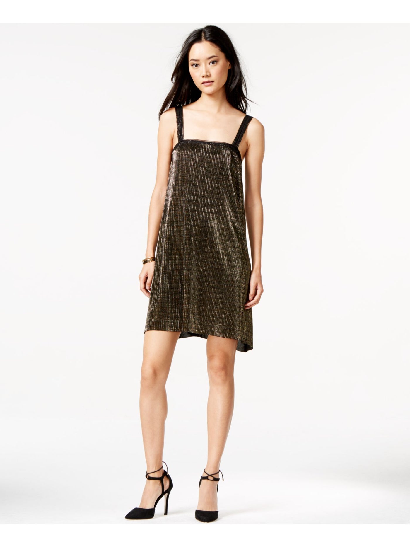 RACHEL ROY Womens Gold Sleeveless Below The Knee Shift Formal Dress Size: XS